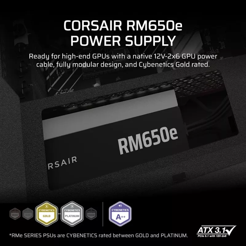 CORSAIR napájací zdroj - RMe séria RM650e plne modulárny, tichý ATX 650W