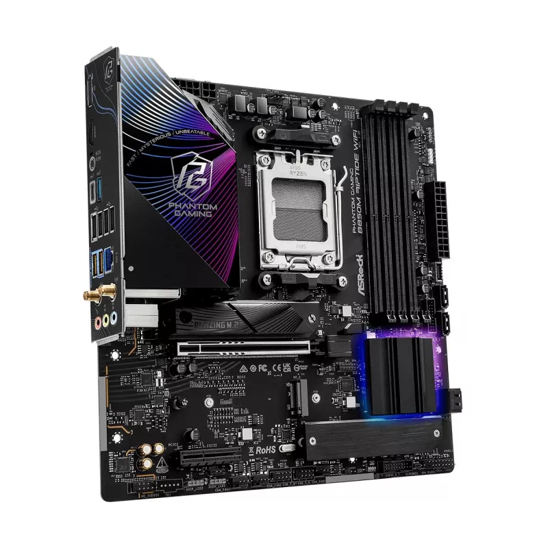 ASRock základná doska B850M Riptide WiFi AM5 AMD B850 4 X DDR5 1 X HDMI 2.1 Tmds/frl 8g 1 X DisplayPort 1.4 With DSC mATX