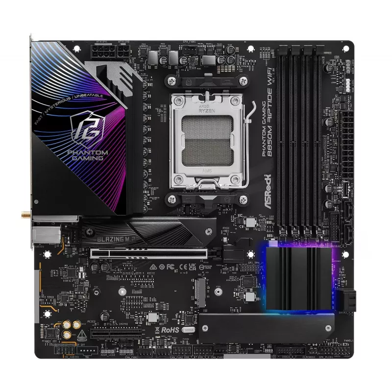 ASRock základná doska B850M Riptide WiFi AM5 AMD B850 4 X DDR5 1 X HDMI 2.1 Tmds/frl 8g 1 X DisplayPort 1.4 With DSC mATX