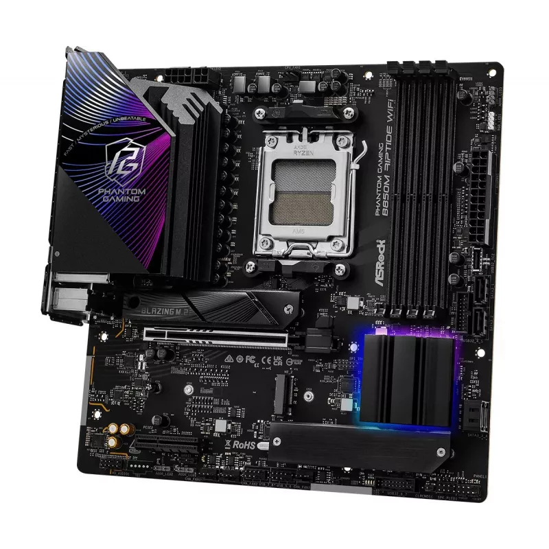 ASRock základná doska B850M Riptide WiFi AM5 AMD B850 4 X DDR5 1 X HDMI 2.1 Tmds/frl 8g 1 X DisplayPort 1.4 With DSC mATX