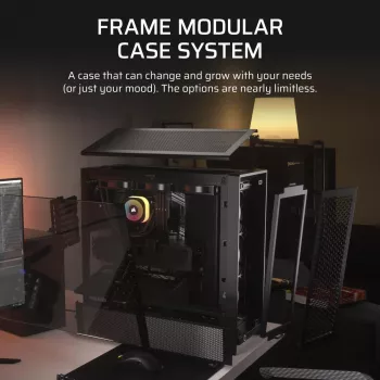 PC skriňa CORSAIR FRAME 4000D RS Midi Tower — čierna, podpora EATX, tvrdené sklo, USB-C, 3x120-mm predné ventilátory
