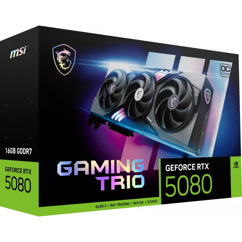 MSI GAMING GEFORCE RTX 5080 16G TRIO OC grafická karta NVIDIA 16 GB GDDR7