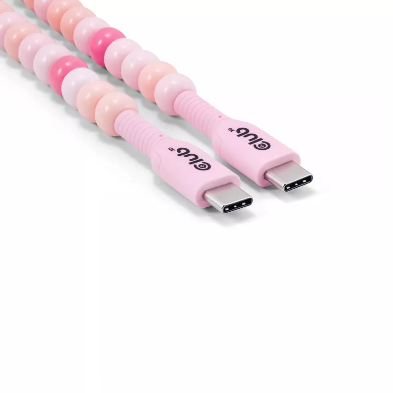 Club 3D CAC-3010 kábel USB-C na USB-C s korálkami, 2 m, PD 60 W, 480 Mbps, ružový