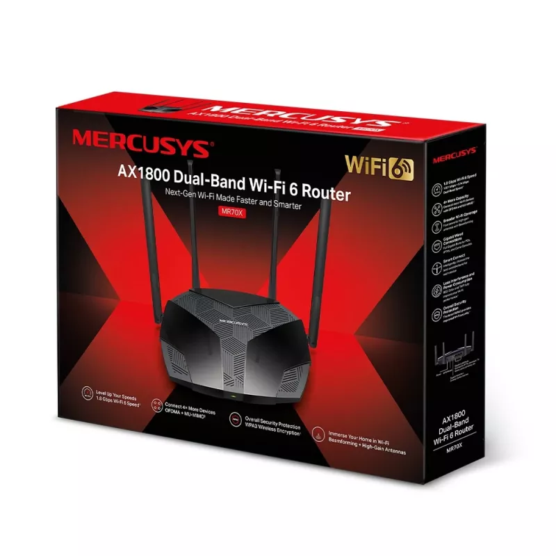 MERCUSYS MR70X bezdrôtový router Gigabit Ethernet dual-band (2,4 GHz / 5 GHz) čierny