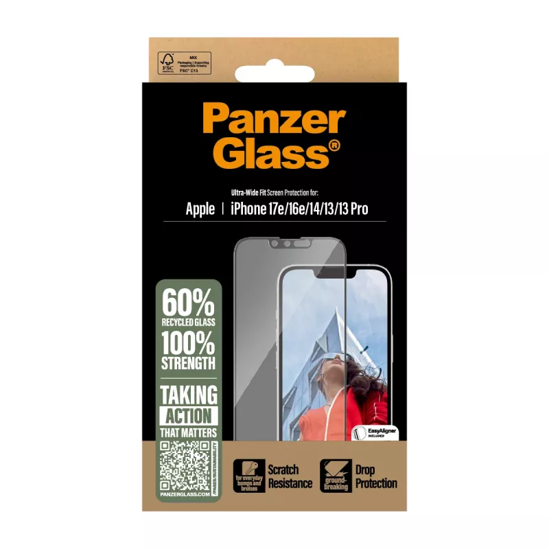 PanzerGlass ® ochranná fólia displeja iPhone 17e | 16e | 14 | 13 | 13 Pro | Ultra-Wide Fit s EasyAligner