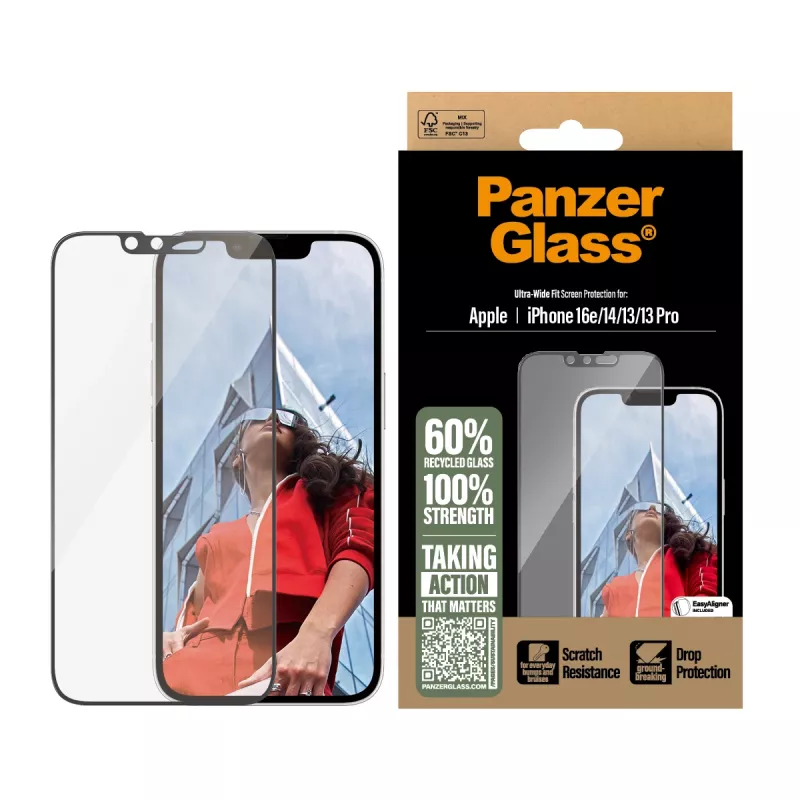 PanzerGlass ® ochranná fólia displeja iPhone 17e | 16e | 14 | 13 | 13 Pro | Ultra-Wide Fit s EasyAligner