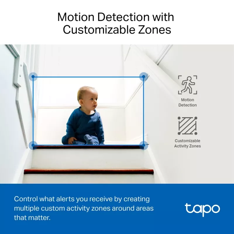 TP-Link Tapo Pan/Tilt AI Home Security Wi-Fi kamera SPEC: 3K 5MP (2880×1620), 2.4 GHz, horizontálne 360º