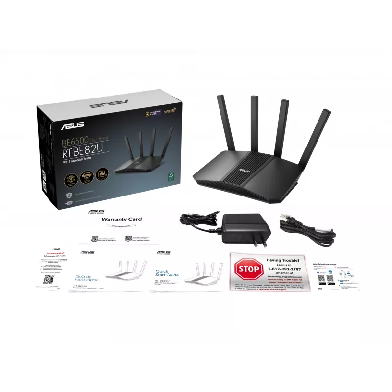 ASUS RT-BE82U BE6500 WLAN router 2,5 Gigabit Ethernet dualband (2,4 GHz / 5 GHz) čierny