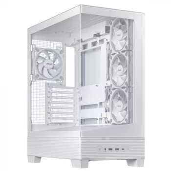 PC skriňa ASUS A31 Plus TG ARGB WHITE Midi Tower — ATX, temperované sklo, ARGB, 3x120mm + 1x120mm ventilátor, 38 cm GPU, 165 mm CPU chladič