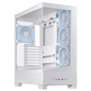 PC skriňa ASUS A31 Plus TG ARGB WHITE Midi Tower — ATX, temperované sklo, ARGB, 3x120mm + 1x120mm ventilátor, 38 cm GPU, 165 mm CPU chladič