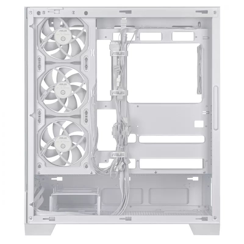 PC skriňa ASUS A31 Plus TG ARGB WHITE Midi Tower — ATX, temperované sklo, ARGB, 3x120mm + 1x120mm ventilátor, 38 cm GPU, 165 mm CPU chladič