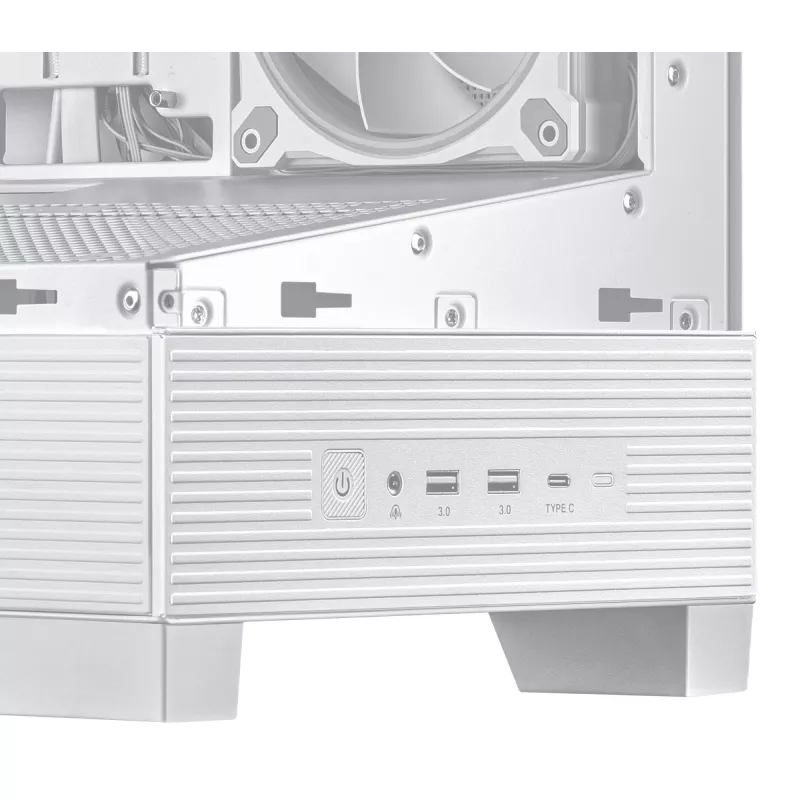 PC skriňa ASUS A31 Plus TG ARGB WHITE Midi Tower — ATX, temperované sklo, ARGB, 3x120mm + 1x120mm ventilátor, 38 cm GPU, 165 mm CPU chladič