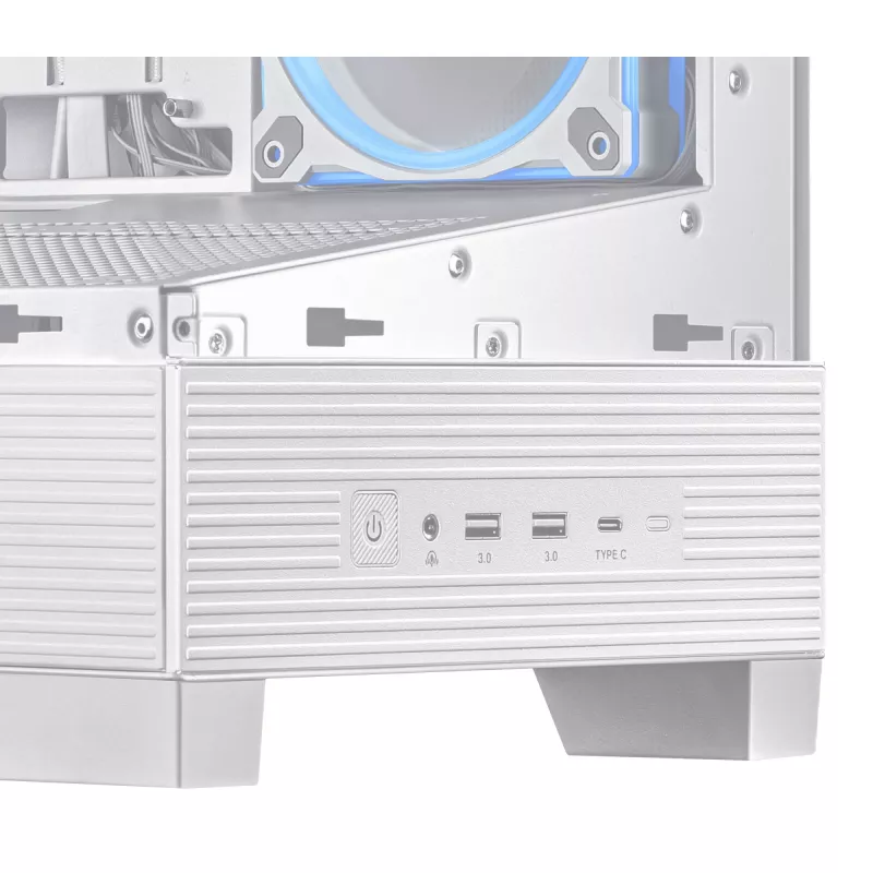 PC skriňa ASUS A31 Plus TG ARGB WHITE Midi Tower — ATX, temperované sklo, ARGB, 3x120mm + 1x120mm ventilátor, 38 cm GPU, 165 mm CPU chladič