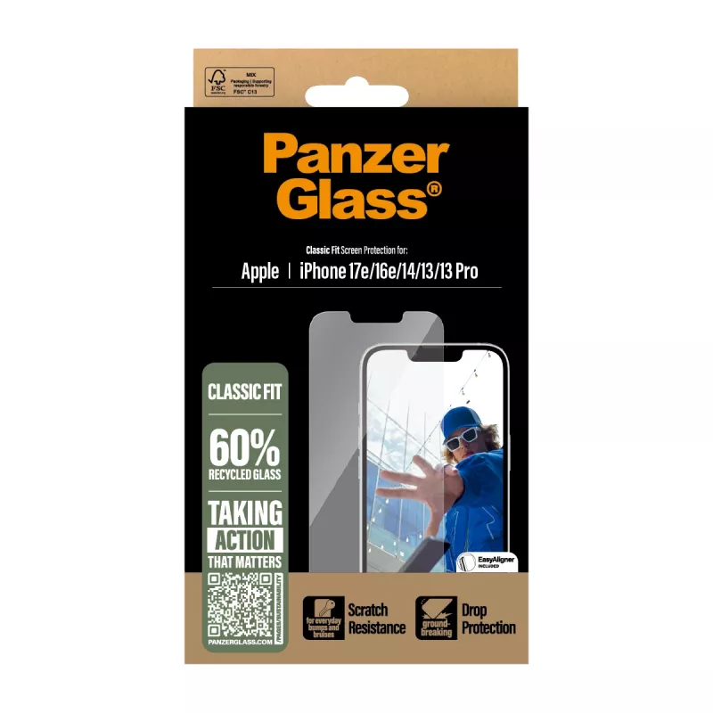 PanzerGlass ® ochranná fólia displeja iPhone 17e | 16e | 14 | 13 | 13 Pro | Classic Fit s EasyAligner