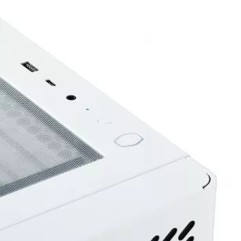 PC skriňa Cooler Master Elite 502 Midi Tower biela — ATX, 3x 120 mm vpredu, 120 mm vzadu, napájací zdroj dole, podpora 2,5 inch/3,5 inch diskov
