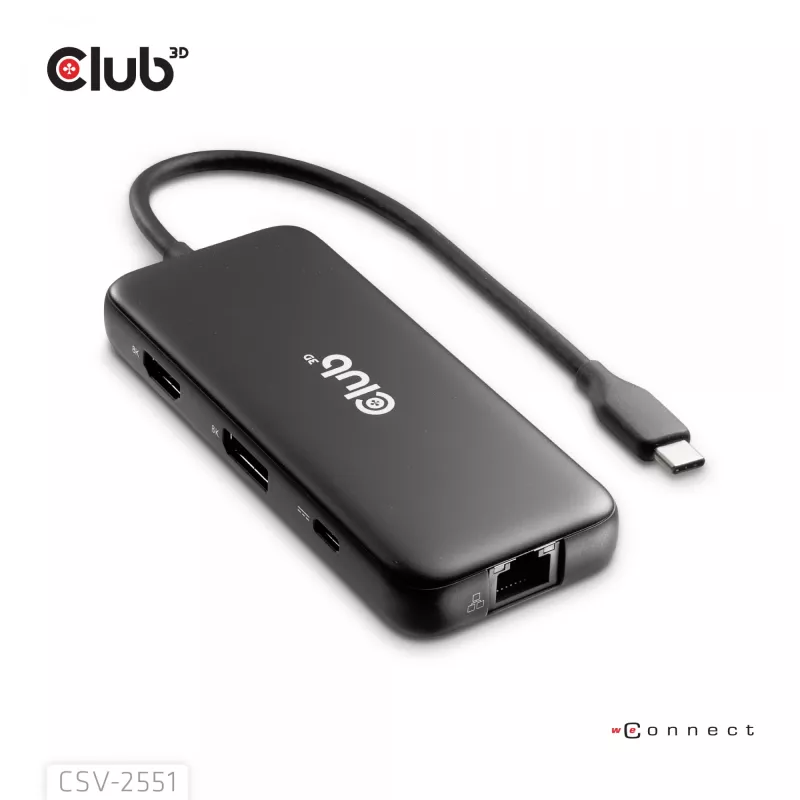 CLUB3D 8-1 prenosný dock USB Type-C® 10Gbps na HDMI™ a DisplayPort™ 8K30Hz PD max. 100Watt