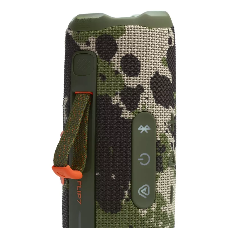 JBL Flip 7 (JBLFLIP7SQUAD) prenosný Bluetooth reproduktor, Bluetooth 5.4, IP68, 4800 mAh, Squad khaki kamufláž