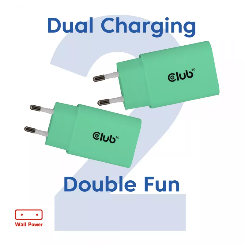 USB-C nabíjačka 2 balenie 30W od club 3d — duálne 30W USB-C napájacie adaptéry