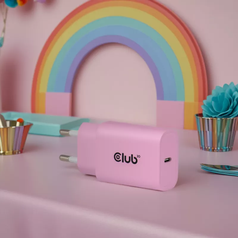 CLUB3D 2 balenie USB C nabíjačka 30 Watt biela, interiérová, AC, ružová