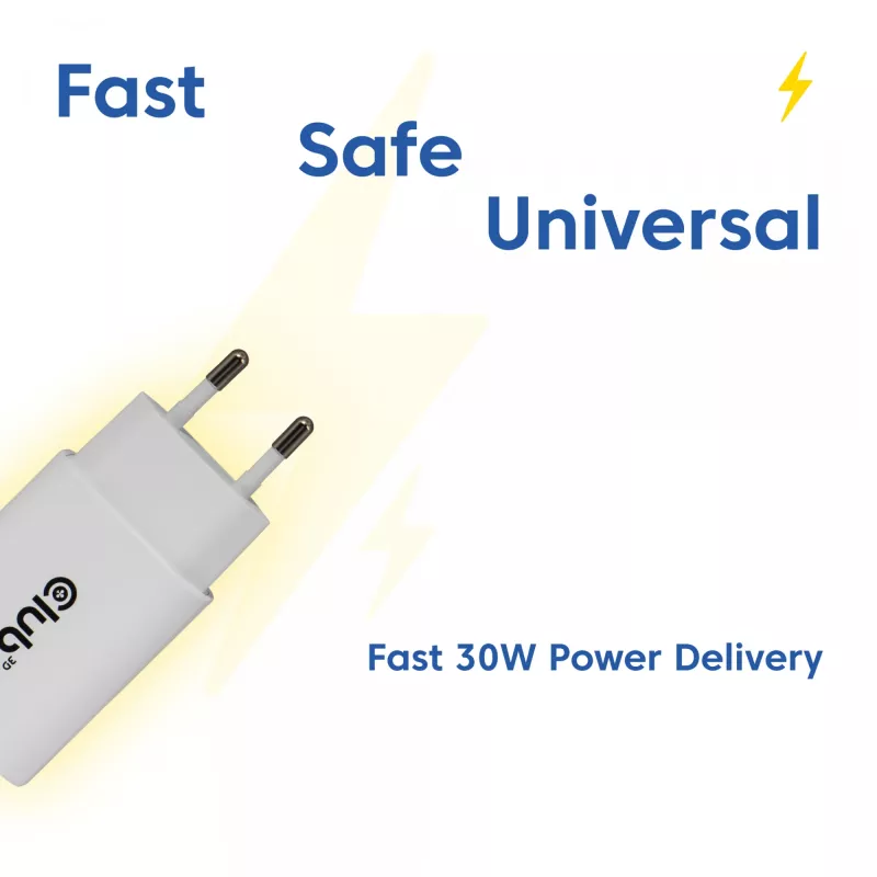 USB‑C nabíjačka 2 balenie CLUB3D CAC-3020, 30 W celkom, biela