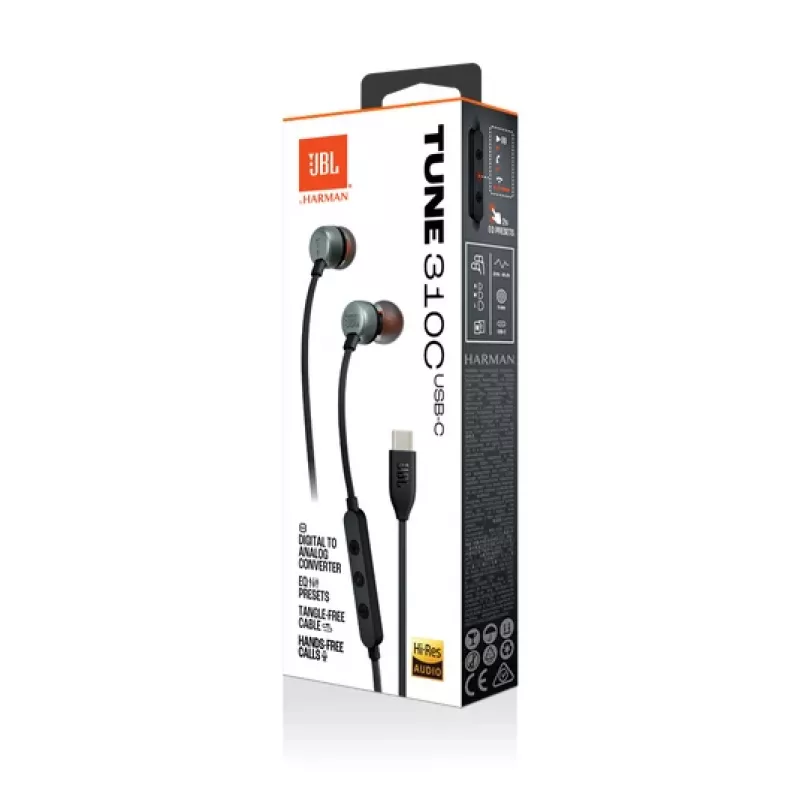 JBL Tune 310C headset káblový in-ear hovory/hudba USB typu C čierny