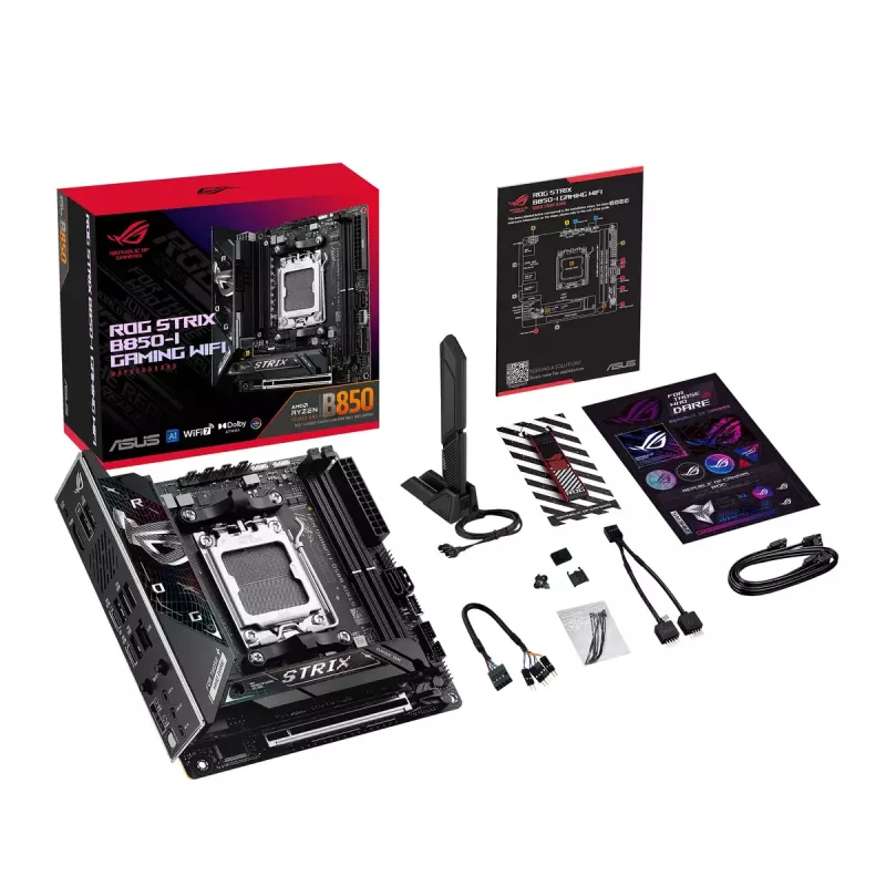 Základná doska ASUS ROG STRIX B850-I GAMING WIFI, AMD B850, Socket AM5, mini ITX, 2x DDR5, Wi-Fi 7, 2.5Gb LAN