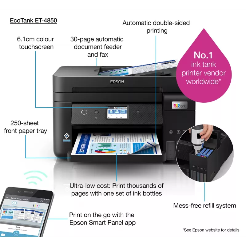 Epson EcoTank ET-4850 atramentová A4 4800 x 1200 DPI 33 str./min Wi-Fi