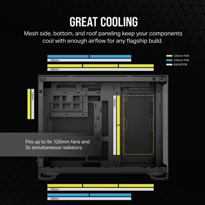 CORSAIR PC skriňa - Mid-Tower - 2500x Dual Chamber - čierna