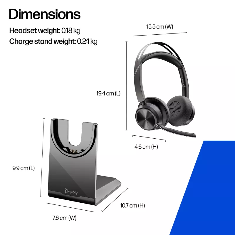 HP Poly Voyager Focus 2 USB-C-C Headset +USB-C/A adaptér +nabíjacia stanica