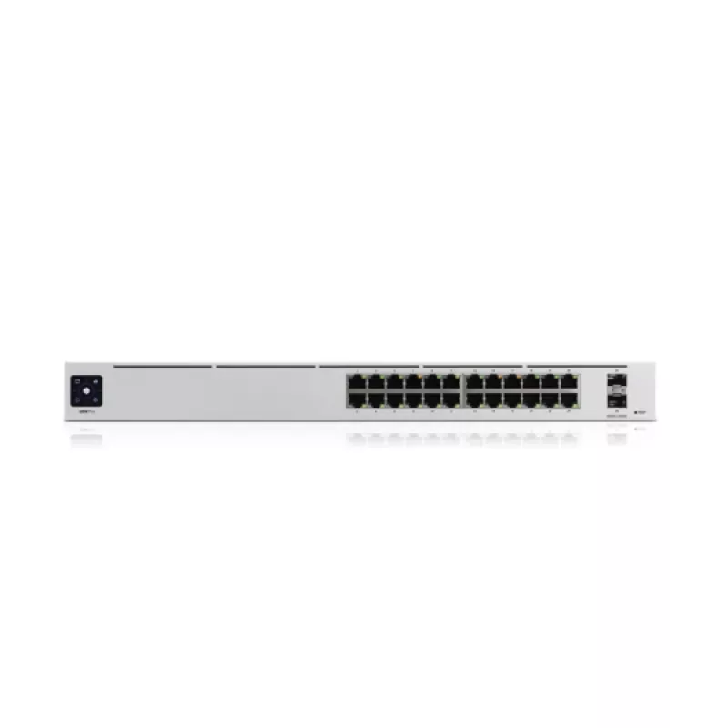Managed switch UBIQUITI USW-PRO-24-EU — 24× Gigabit RJ-45, 2× SFP+, L2/L3, racková montáž, strieborný