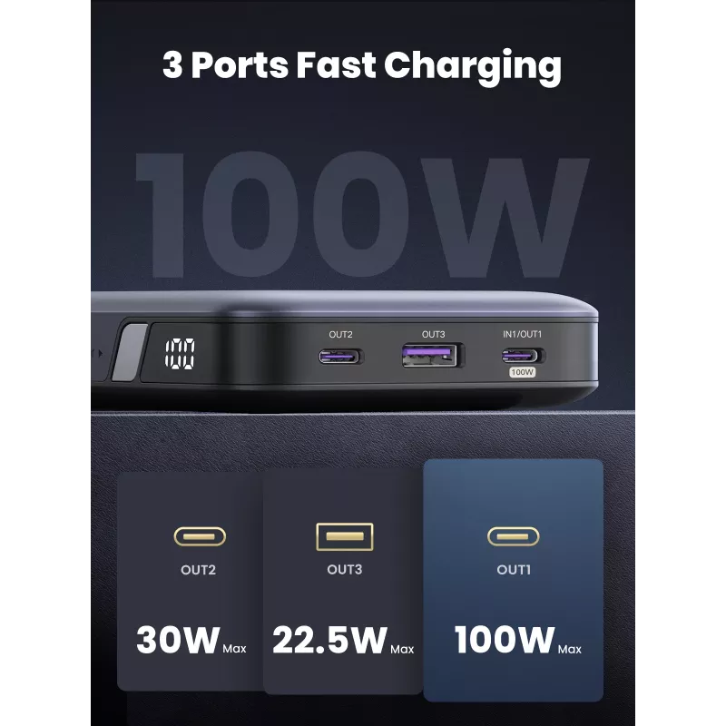 Ugreen 25188 powerbank 20000 mAh sivá
