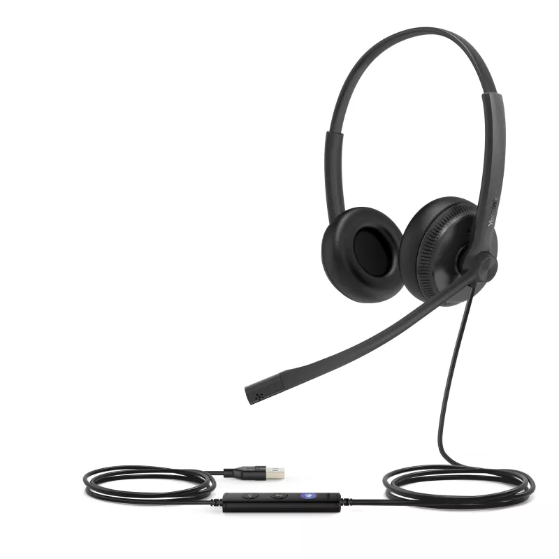 Yealink UH34 Dual Teams headset, káblový, kancelária/call centrum, 20 - 20000 Hz, 118 g, headset, čierny