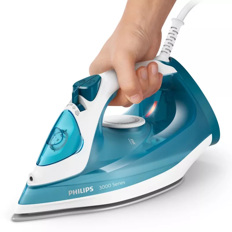 Naparážacia žehlička Philips DST3011/20 — 2100 W, keramická žehliaca plocha, 0,3 L nádržka, 1,9 m kábel, modrá