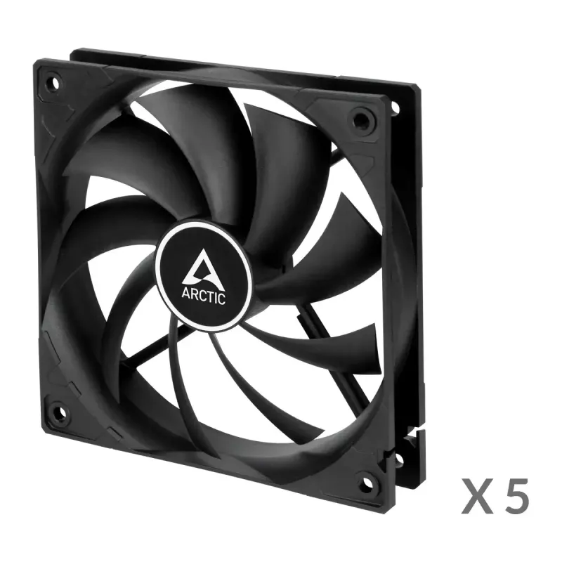 ARCTIC F12 120 mm štandardný ventilátor do skrine, 5 ks, čierny