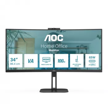 AOC V5 CU34V5CW počítačový monitor 86,4 cm (34 palcov) 3440 x 1440 pixelov Wide Quad HD LED čierny