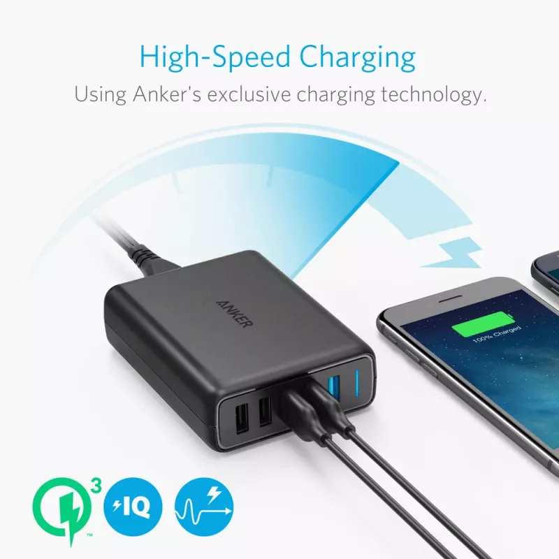 ANKER Powerport Speed 5 2x Quick Charge 3.0 Eu čierna