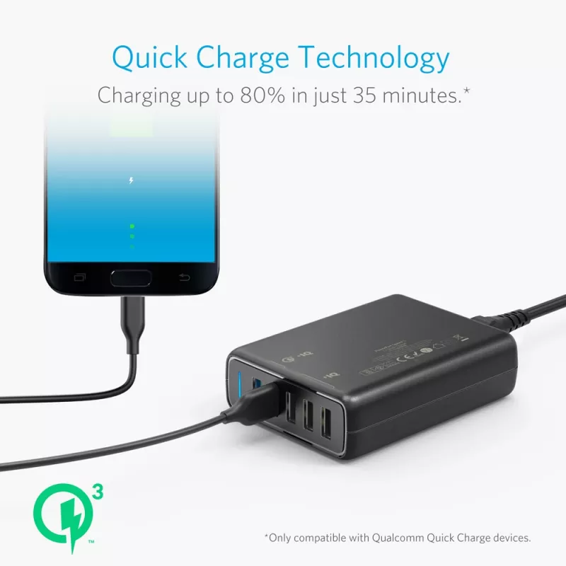 ANKER Powerport Speed 5 2x Quick Charge 3.0 Eu čierna