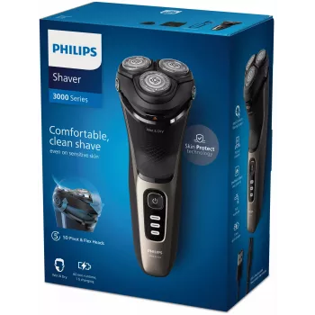 Elektrický holiaci strojček Philips 3000 Series S3242/12 — 3-hlavový rotačný systém, mokré a suché holenie, 60 min. výdrž, lítium-iónový