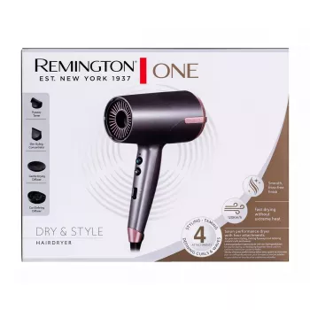 Fén Remington D6077 2000 W, iónová funkcia, studený vzduch, difúzor, 3 teplotné stupne, sivá/bronzová