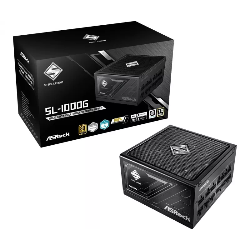 Napájací zdroj ASROCK SL-1000G Steel Legend 1000 W 20+4-Pin ATX 80 PLUS Gold čierny
