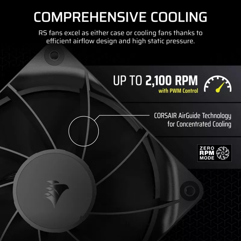 Corsair RS120 CO-9050188-WW PWM ventilátor do skrinky, 120 mm, čierny