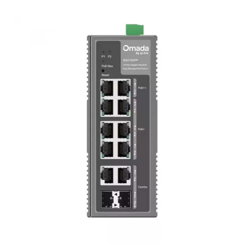 TP-Link Omada 10-port Gigabit Industrial Easy Managed switch so 6-port PoE+ a 2-port PoE++