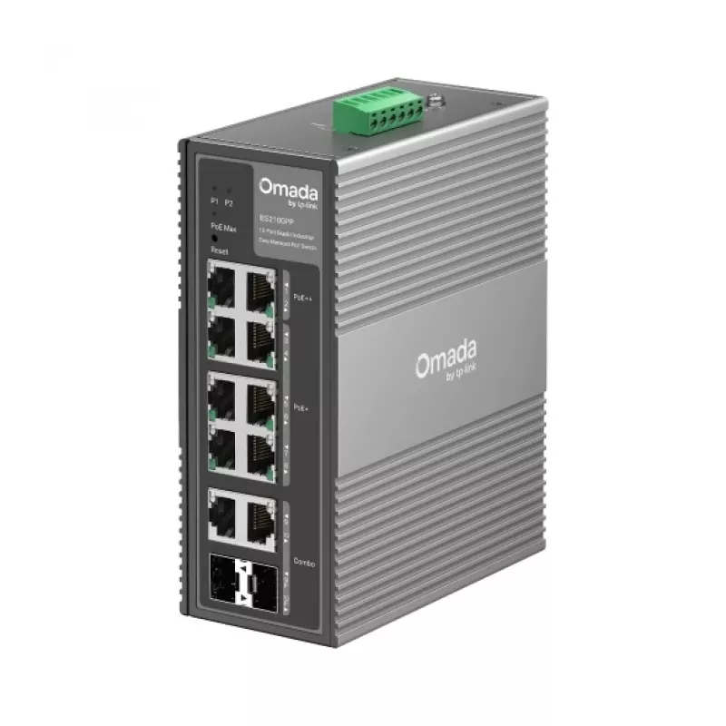 TP-Link Omada 10-port Gigabit Industrial Easy Managed switch so 6-port PoE+ a 2-port PoE++