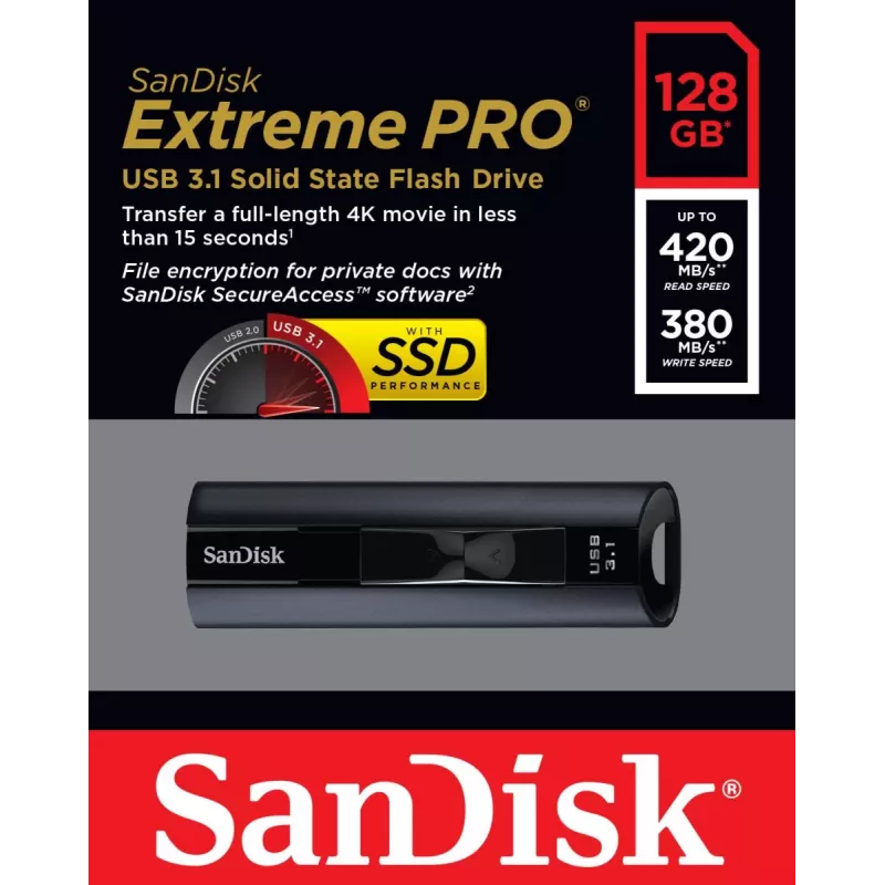 WESTERN DIGITAL SanDisk Extreme PRO - 128GB USB kľúč - USB 3.1 - 420 MB/s čítanie
