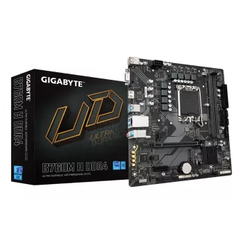 GIGABYTE B760M H DDR4 základná doska - podporuje Intel Core procesory 14. generácie, 6+1+1 fázové digitálne VRM, až do 3200MHz DDR4 (OC), 2xPCIe 4.0 M.2, GbE LAN, USB 3.2 Gen1