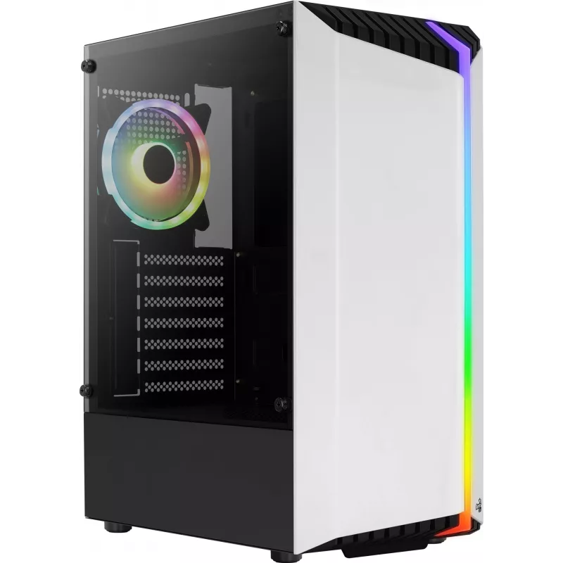 Aerocool Bionic V2 PC skriňa Midi Tower, ATX / micro ATX / Mini-ITX, tvrdené sklo, RGB, biela
