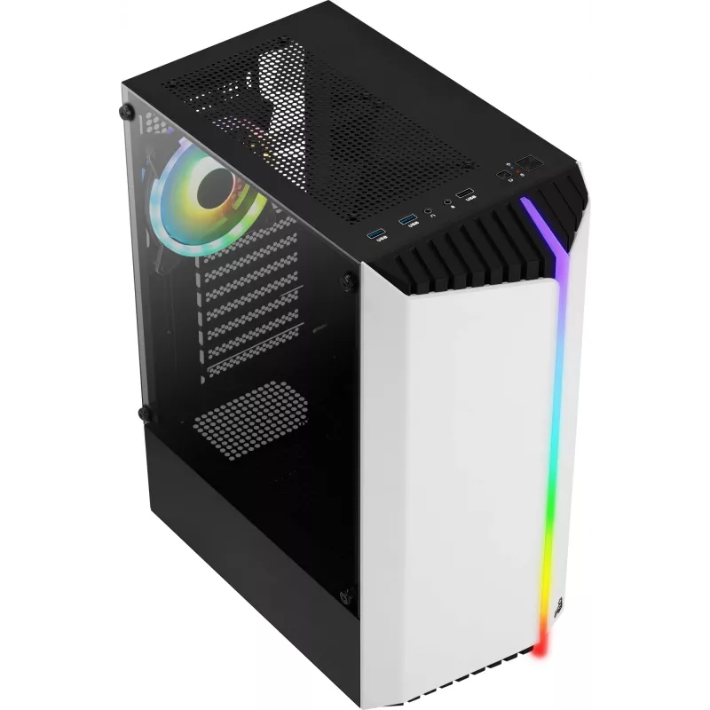 Aerocool Bionic V2 PC skriňa Midi Tower, ATX / micro ATX / Mini-ITX, tvrdené sklo, RGB, biela