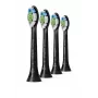 Náhradné hlavice Philips HX6064/88 Optimal White — 4 ks, čierne, stredne tvrdé štetinky, 62 000 pohybov/min