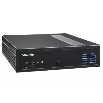 Shuttle XPC slim Barebone DL30N, Intel N100, 1x DDR5, 2x LAN (2x 2.5Gbit), 2xCOM, 1xHDMI, 1xDP, 1x VGA, bez ventilátora, 24/7 nepretržitá prevádzka