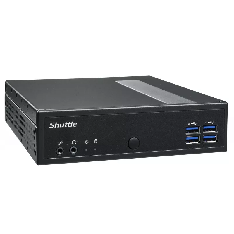 Shuttle XPC slim Barebone DL30N, Intel N100, 1x DDR5, 2x LAN (2x 2.5Gbit), 2xCOM, 1xHDMI, 1xDP, 1x VGA, bez ventilátora, 24/7 nepretržitá prevádzka